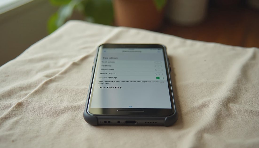 An iPhone settings screen showing how to make text bigger on an iPhone with the Text Size slider moved to a larger value